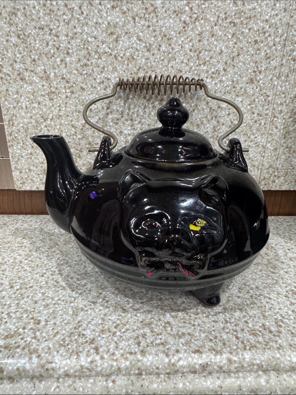 Vintage Shafford Black Cat Redware Teapot Japan 1950